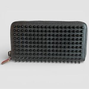 Christian Louboutin Panettone-Style Spiked Zip-Around Wallet – Black